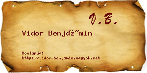 Vidor Benjámin névjegykártya