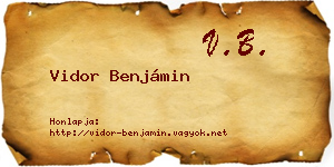 Vidor Benjámin névjegykártya